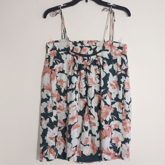 Abercrombie & Fitch Women's Trapeze Linen Viscose Floral Mini Dress Green PM EUC - Picture 7 of 11